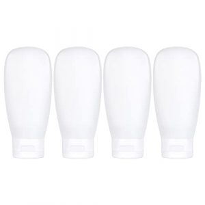 TSA Approved Travel Bottles Set for Toiletries Travel Size Containers Kit 4 Pack Portable Leak Proof Refillable Squeeze Cosmetic Airplane Essential Shampoo Hair Conditioner Body Lotion Bath Shower Gel