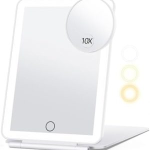 Rechargeable Makeup Mirror for Travel, Vanity Mirror with 80LEDs, 3 Color Light, 2000mAh Battery, Portable Ultra Slim Lighted Mirror, Travel Essential