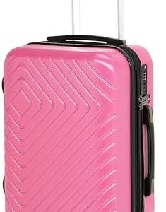 Amazon Basics Carry-On Luggage With Wheels, Expandable 21.7" Geometric Travel Suitcase, TSA Lock, Pink