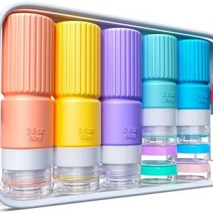 19 pack Travel Bottles for Toiletries,TSA Approved Silicone Travel Containers jar for Toiletries,Leak Proof 3oz Refillable Liqus Shampoo And Conditioner Travel Essentials toiletry (yellow)