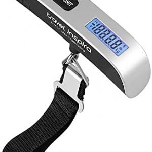 travel inspira Luggage Scale, Portable Digital Hanging Baggage Scale for Travel, Suitcase Weight Scale with Rubber Paint, 110 Pounds, Battery Included