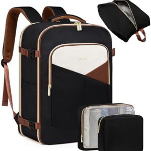 LOVEVOOK Large Travel Backpack for Women&Men,TSA Carry on Backpack for Airplanes with 3 Packing Cubes,Personal Item Travel Bag Fit 17" Laptop,40L Waterproof Travel Essentials Airline Approved Luggage