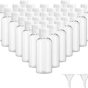 30 Pcs 2 oz Clear Plastic Empty Bottles with Flip Cap for Travel Size Liquids