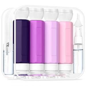 Redfly 17PCS Travel Bottles for Toiletries, TSA Approved Travel Size Containers, Leak Proof Travel Containers for Toiletries, Silicone Travel Kit for Shampoo, Conditioner, Lotion & Creams Purple
