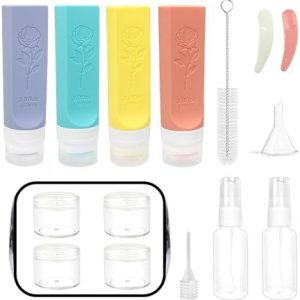 MEMOVAN 16 Pack Travel Bottles Set for Toiletries TSA Approved Travel Size Containers Squeezable Refillable Accessories for Conditioner Shampoo Lotion & Body Wash Liquids