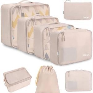 BAGAIL 8 Set Packing Cubes Luggage Organizer Bags for Travel Accessories-Cream