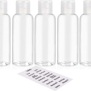 5 Pack 3.4oz Empty Plastic Travel Bottles for Toiletries TSA Approved Leak Proof Squeezable Travel Size Containers Travel Essentials Accessories, clear