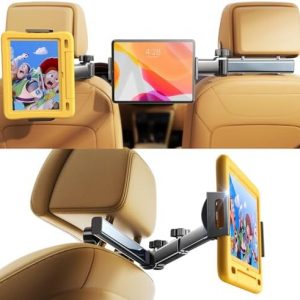 LISEN 3 in 1 for iPad Holder for Car Accessories for Women Interior Road Trip Essentials Backseat Car Organizer Car tv for Back Seat Headrest Tablet Holder iPad Car Mount Kids Fire Tablet 4.7-11"