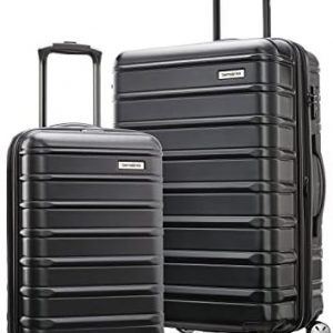 Samsonite Omni 2 Hardside Expandable Luggage with Spinner Wheels, 2-Piece Set (19/24), Midnight Black
