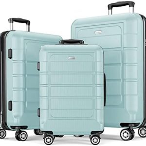 SHOWKOO Luggage Sets Expandable PC+ABS Durable Suitcase Double Wheels TSA Lock Mint Green