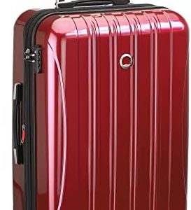 DELSEY PARIS Helium Aero Hardside Expandable Luggage with Spinner Wheels, Brick Red, Checked-Medium 25 Inch