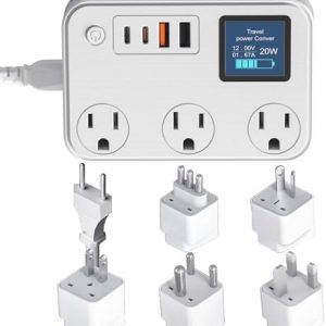 350W Conversion Plug,International Travel Converter with 2 USB and 2 USB-C Ports, lowering 220V to 110V for 100V-240V Areas and Different Countries Plugs Using US Electrical Devices