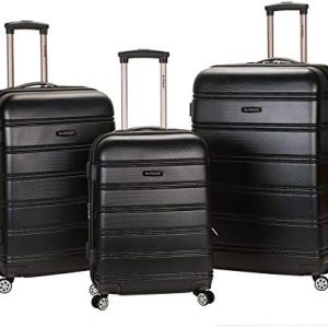 Rockland Melbourne Hardside Expandable Luggage with Spinner Wheels, Black, 3-Piece Set (20/24/28)