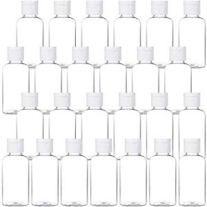 25 Pack 1.7oz/50ml Plastic Empty Bottles Clear Travel Containers Travel Size Bottles with Flip Cap Squeezable Refillable Toiletry (clear)
