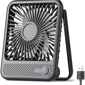 Koonie USB Desk Fan, Strong Wind Ultra Quiet Small Personal Fan with 180° Tilt Folding and 3 Speeds Adjustable, USB-C Corded Powered Mini USB Fan for Office Desktop Bedroom, 5in