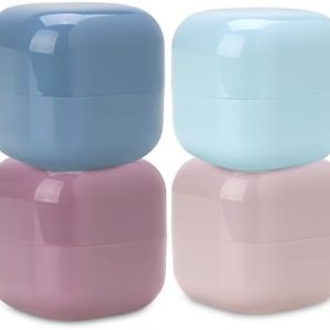 Bliss Travel Jars Set - 4 Piece 15g Leak Proof Square Travel Size Containers with Spatula - Portable Refillable Travel Jars with Lid for Liquids, Creams, and Accessories, Multi