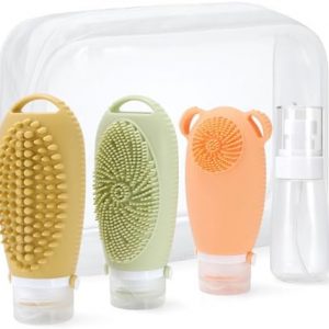 Silicone Travel Bottles for Toiletries, Leak Proof Silicone Squeezable Toiletry Containers Refillable Travel Liquid Bottles for Toiletries, Conditioner, Shampoo, Lotion & Body Wash 3.4 OZ 4 Pack