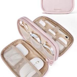 BAGSMART Electronics Organizer Travel Case, Cord Organizer for Travel Essentials for Women, Travel Cable Bag, Tech Pouch as Accessories for Charger, Cable, Flash drive (Pink)